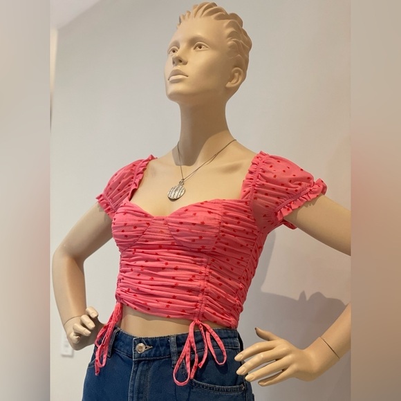 TIGER MIST Crop Top Size Ruched Pink Xs Like new - Picture 3 of 11